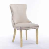 Thumbnail for 6x Velvet Upholstered Dining Chairs Tufted Wingback Side Chair with Studs Trim Solid Wood Legs for Kitchen