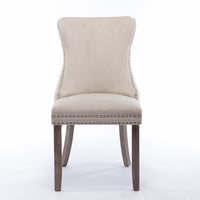 Thumbnail for 6x Velvet Upholstered Dining Chairs Tufted Wingback Side Chair with Studs Trim Solid Wood Legs for Kitchen