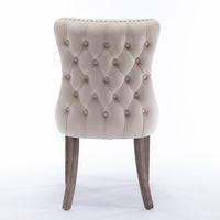 Thumbnail for 6x Velvet Upholstered Dining Chairs Tufted Wingback Side Chair with Studs Trim Solid Wood Legs for Kitchen