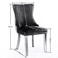 Thumbnail for 6x Velvet Upholstered Dining Chairs Tufted Wingback Side Chair with Studs Trim Solid Wood Legs for Kitchen