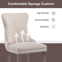 Thumbnail for 6x Velvet Upholstered Dining Chairs Tufted Wingback Side Chair with Studs Trim Solid Wood Legs for Kitchen