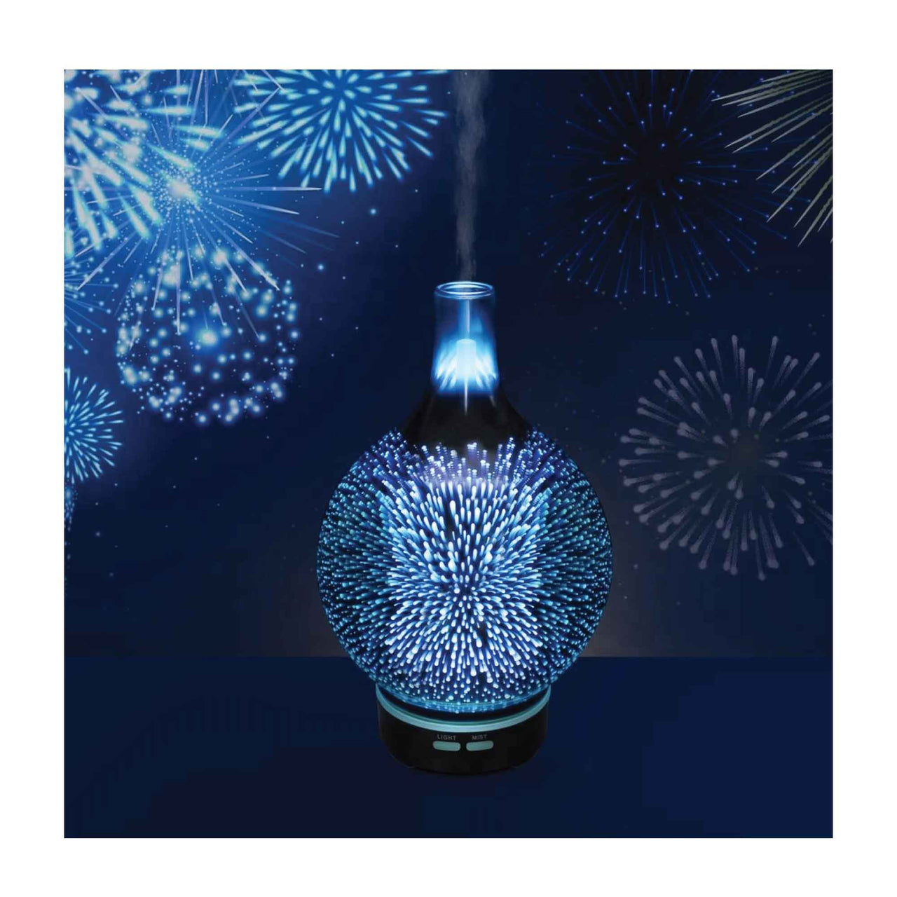 Essential Oil Aroma Diffuser - Mirror 3D Fireworks Aromatherpay Mist Humidifier - Bring To Door 