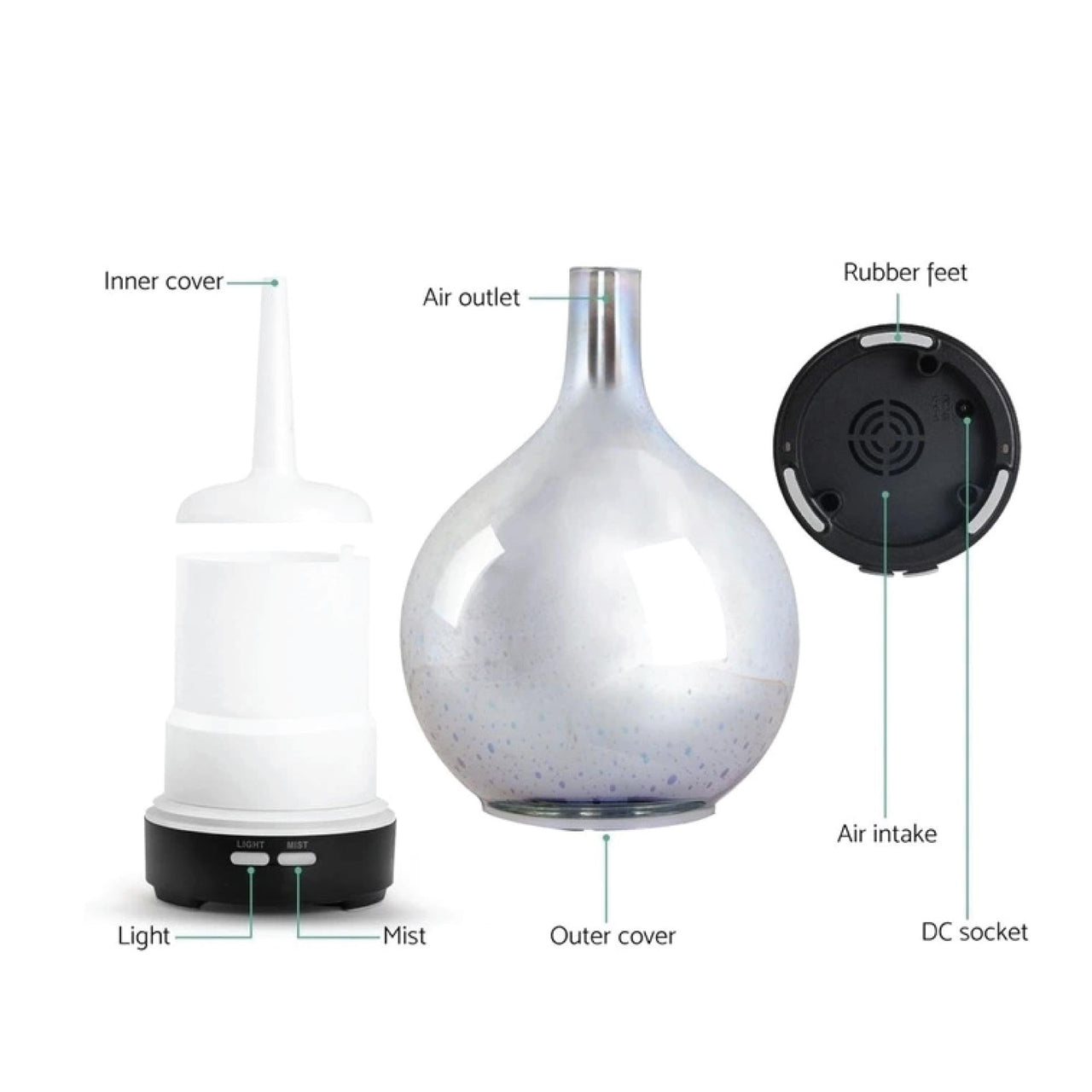 Essential Oil Aroma Diffuser - Mirror 3D Fireworks Aromatherpay Mist Humidifier - Bring To Door 