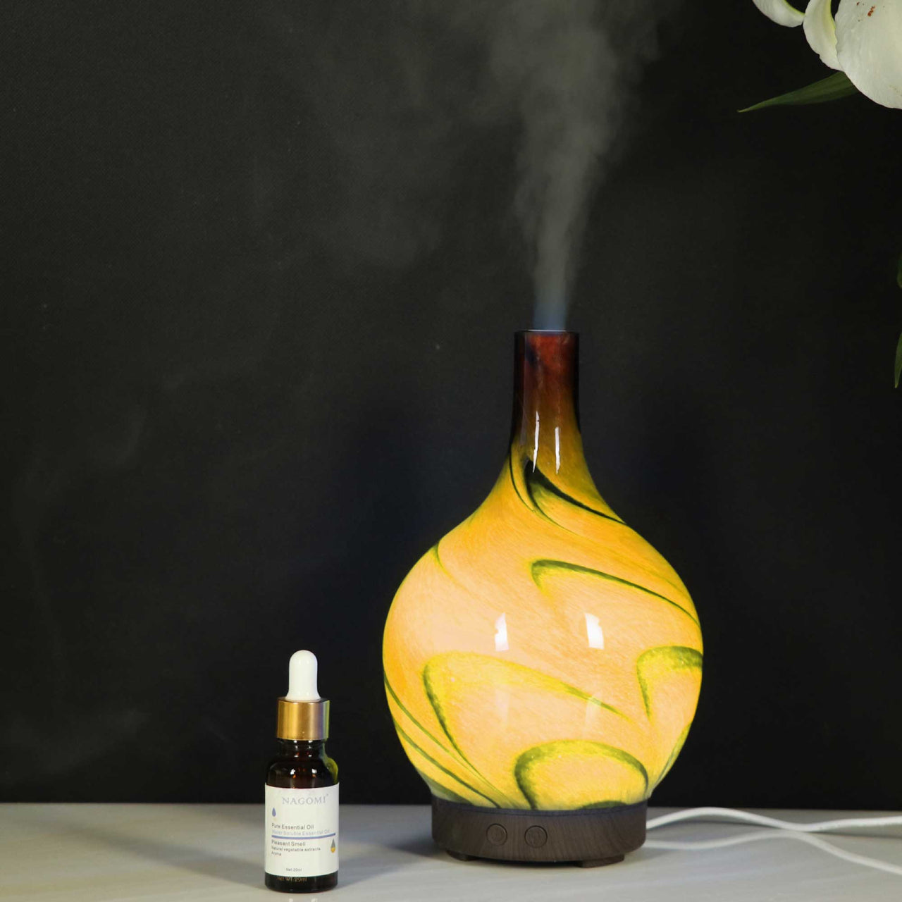 Essential Oil Aroma Diffuser - 100ml Glass Marble Aromatherapy Mist Humidifier - Bring To Door 