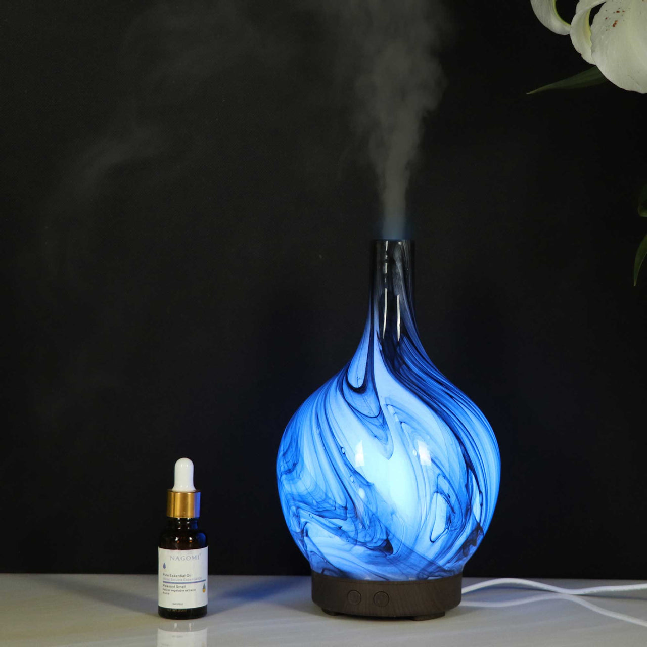 Essential Oil Aroma Diffuser - 100ml Glass Marble Aromatherapy Mist Humidifier - Bring To Door 