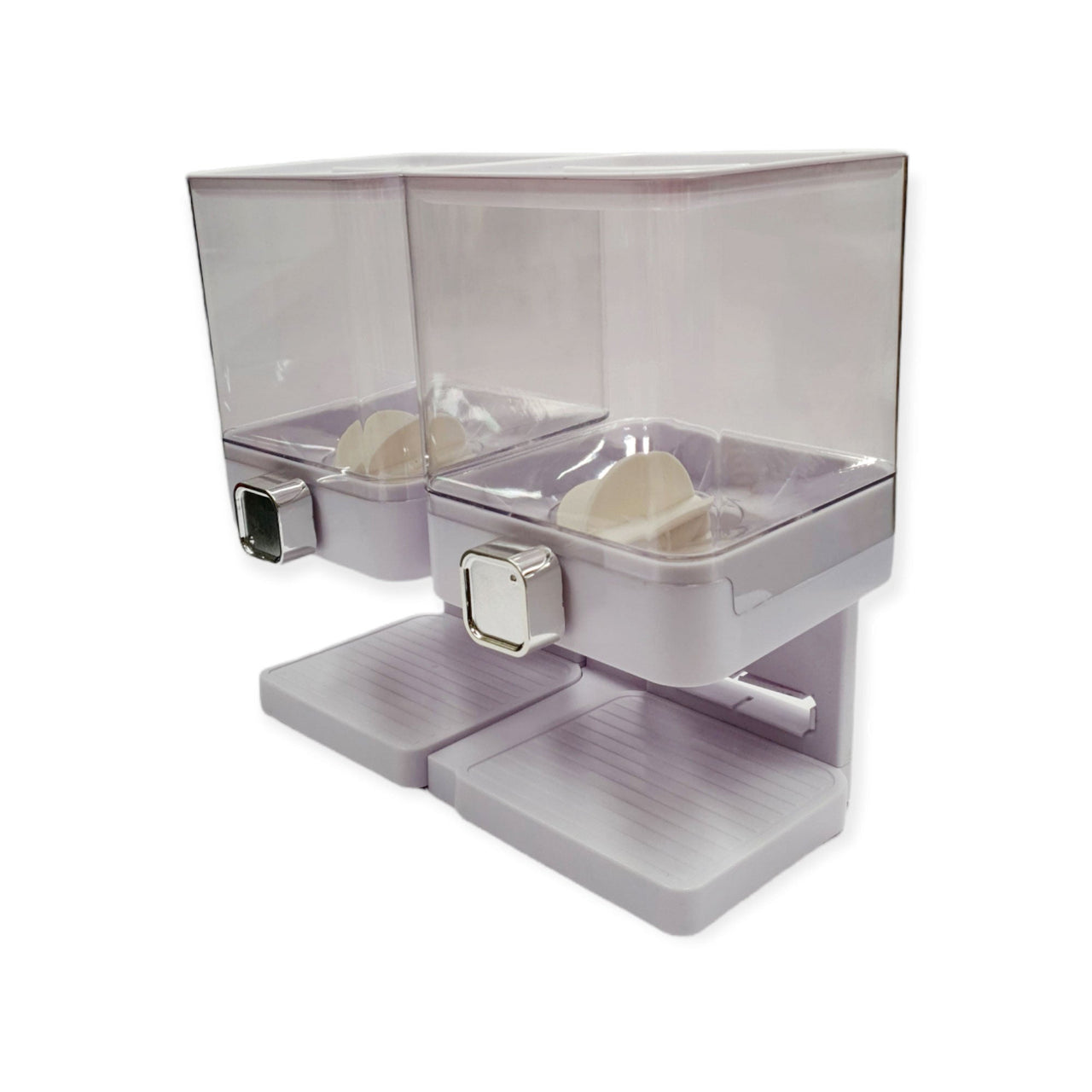 2 x 3.7L Double Cereal Dispenser White - Square Rice Grains Countertop Storage - Bring To Door 