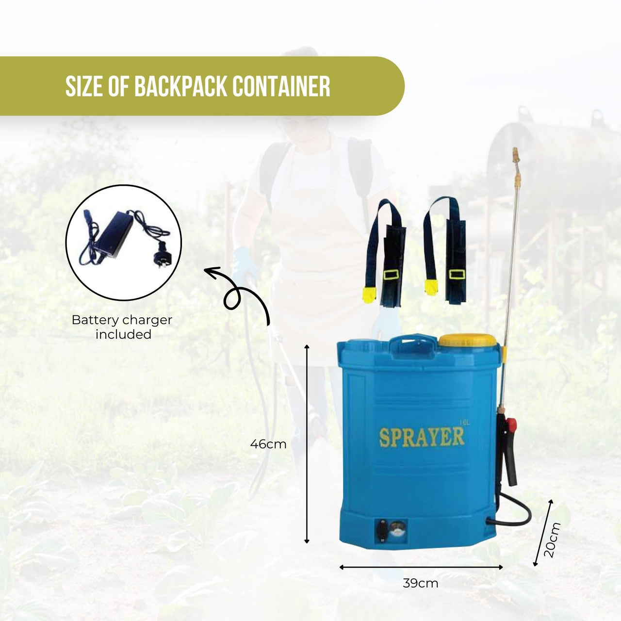 16L Rechargeable Backpack Pressure Sprayer - Portable Electric Garden Weed Pump - Bring To Door 