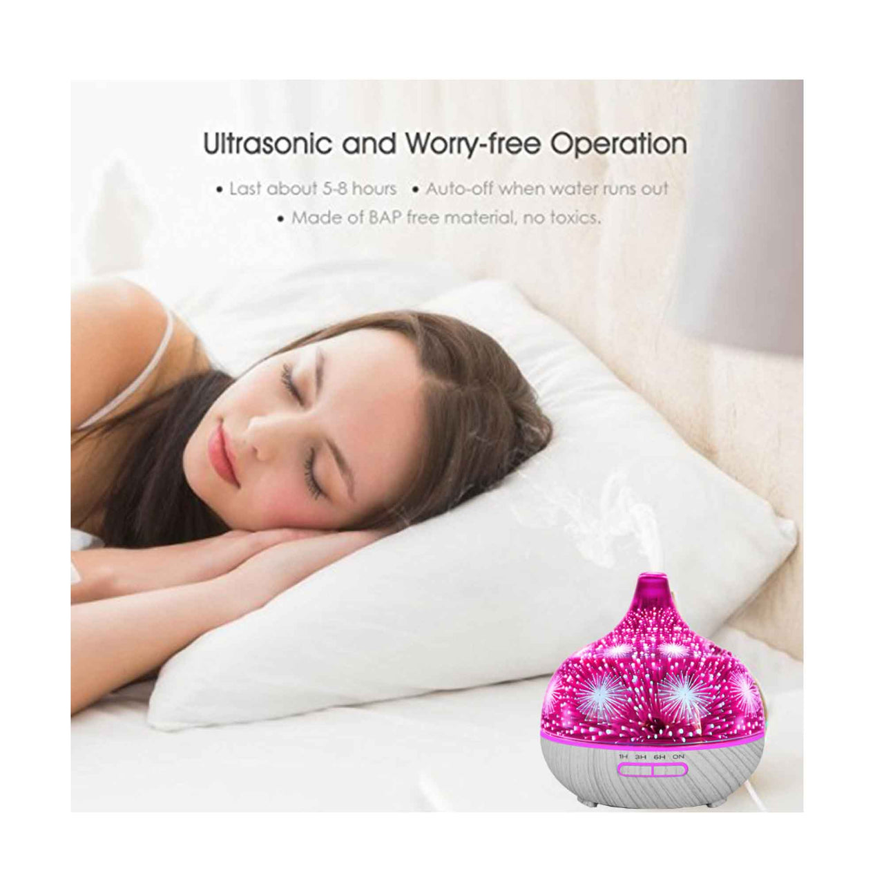 400ml Essential Oil Aroma Diffuser and Remote - 3D Glass Aromatherapy Humidifier - Bring To Door 