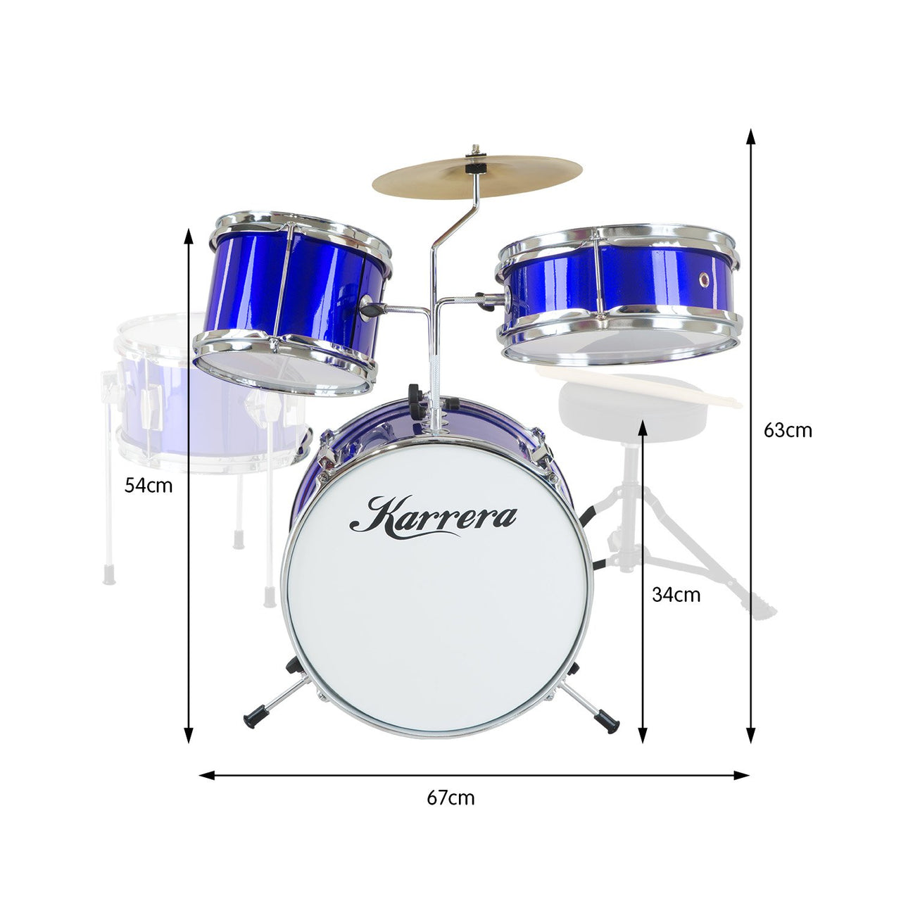 Karrera Children's 4pc Drum Kit - Blue