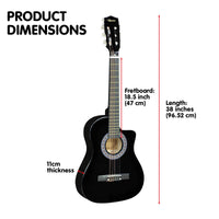 Thumbnail for Karrera 38in Cutaway Acoustic Guitar with guitar bag - Black