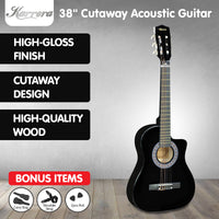 Thumbnail for Karrera 38in Cutaway Acoustic Guitar with guitar bag - Black