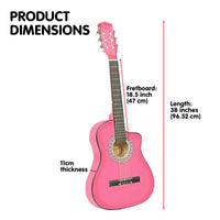 Thumbnail for Karrera 38in Cutaway Acoustic Guitar with guitar bag - Pink