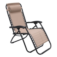 Thumbnail for Wallaroo Zero Gravity Reclining Deck Lounge Sun Beach Chair Outdoor Folding Camping - Beige