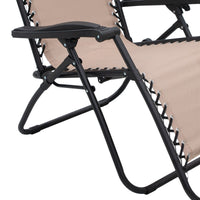 Thumbnail for Wallaroo Zero Gravity Reclining Deck Lounge Sun Beach Chair Outdoor Folding Camping - Beige