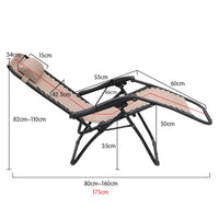 Thumbnail for Wallaroo Zero Gravity Reclining Deck Lounge Sun Beach Chair Outdoor Folding Camping - Beige