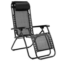 Thumbnail for Wallaroo Zero Gravity Reclining Deck Lounge Sun Beach Chair Outdoor Folding Camping - Black