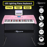 Thumbnail for Karrera 61 Keys Electronic LED Piano Keyboard with Stand - Pink