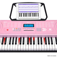 Thumbnail for Karrera 61 Keys Electronic LED Piano Keyboard with Stand - Pink