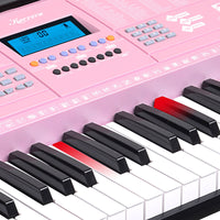 Thumbnail for Karrera 61 Keys Electronic LED Piano Keyboard with Stand - Pink