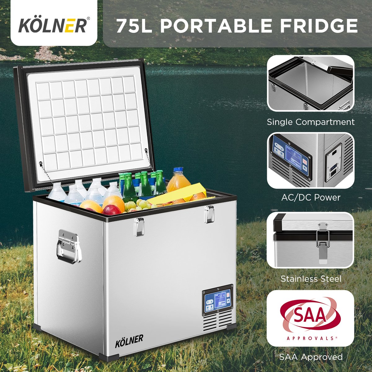 Kolner 75l Portable Fridge Chest Freezer With Lcd Panel - Rv Vehicle Camping Refrigerator - Bring To Door 