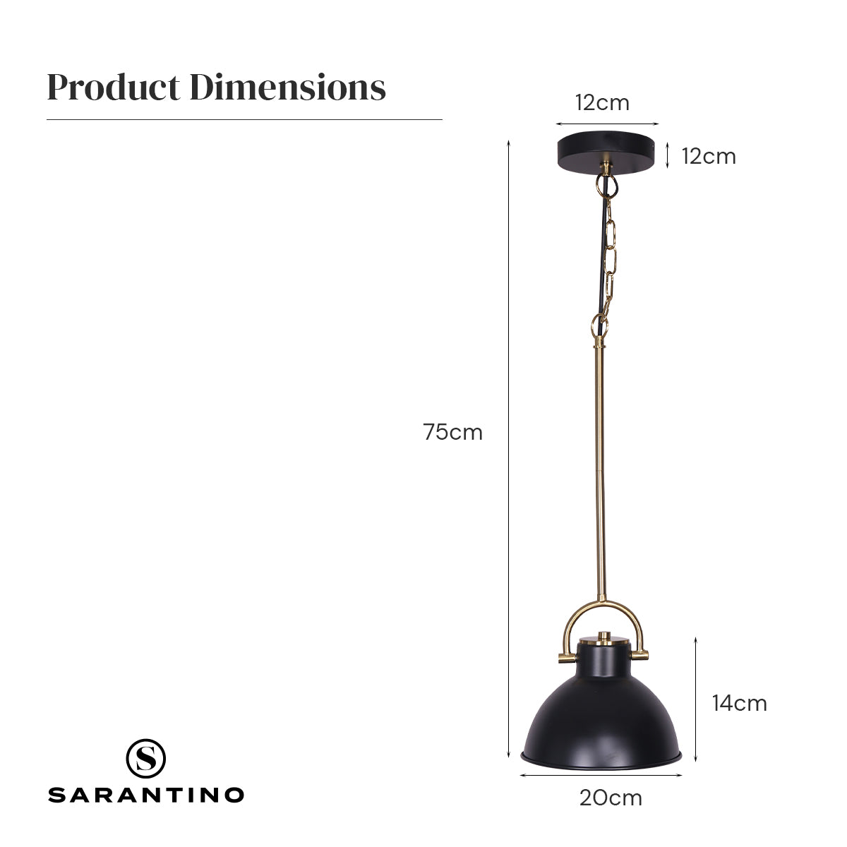 Sarantino Black and Gold Pendant Light - Bring To Door 