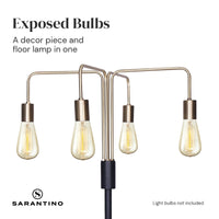 Thumbnail for Sarantino Modern Exposed Bulb 4-Arm Industrial Light Floor Lamp - Bring To Door 