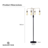 Thumbnail for Sarantino Modern Exposed Bulb 4-Arm Industrial Light Floor Lamp - Bring To Door 