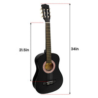 Thumbnail for Karrera 34in Acoustic Children Wooden Guitar - Black