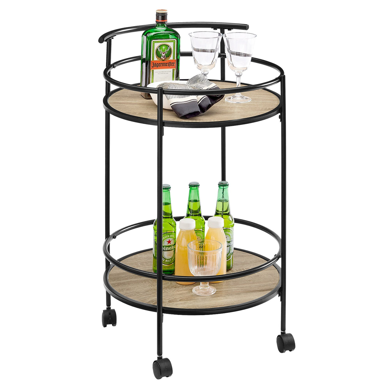 Sarantino Reno Mini Bar Cart Caddy - Grey Oak - Bring To Door 