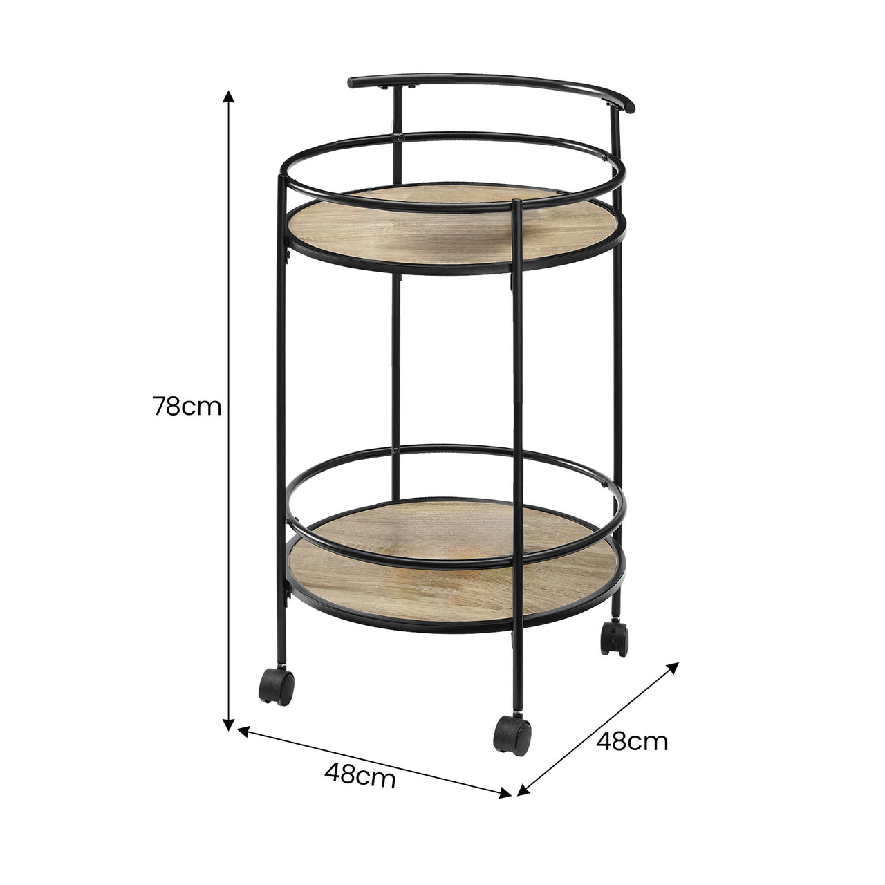 Sarantino Reno Mini Bar Cart Caddy - Grey Oak - Bring To Door 