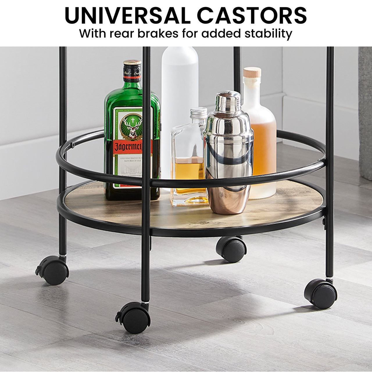 Sarantino Reno Mini Bar Cart Caddy - Grey Oak - Bring To Door 