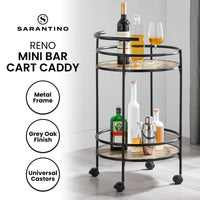 Thumbnail for Sarantino Reno Mini Bar Cart Caddy - Grey Oak - Bring To Door 