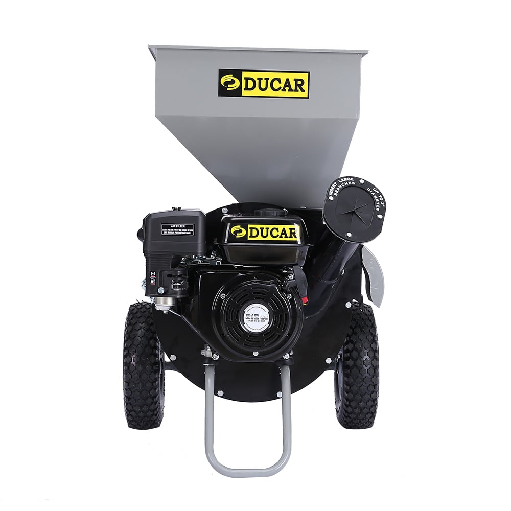 Ducar Wood Chipper Shredder Mulcher Garden 8hp Petrol Motor Upright Grinder - Silver - Bring To Door 