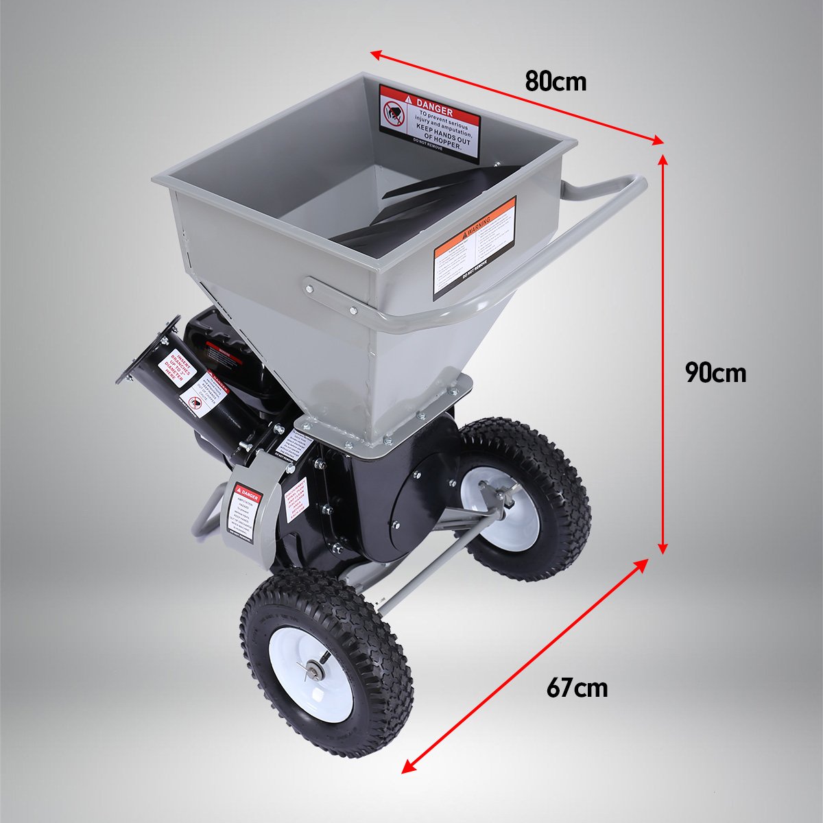 Ducar Wood Chipper Shredder Mulcher Garden 8hp Petrol Motor Upright Grinder - Silver - Bring To Door 