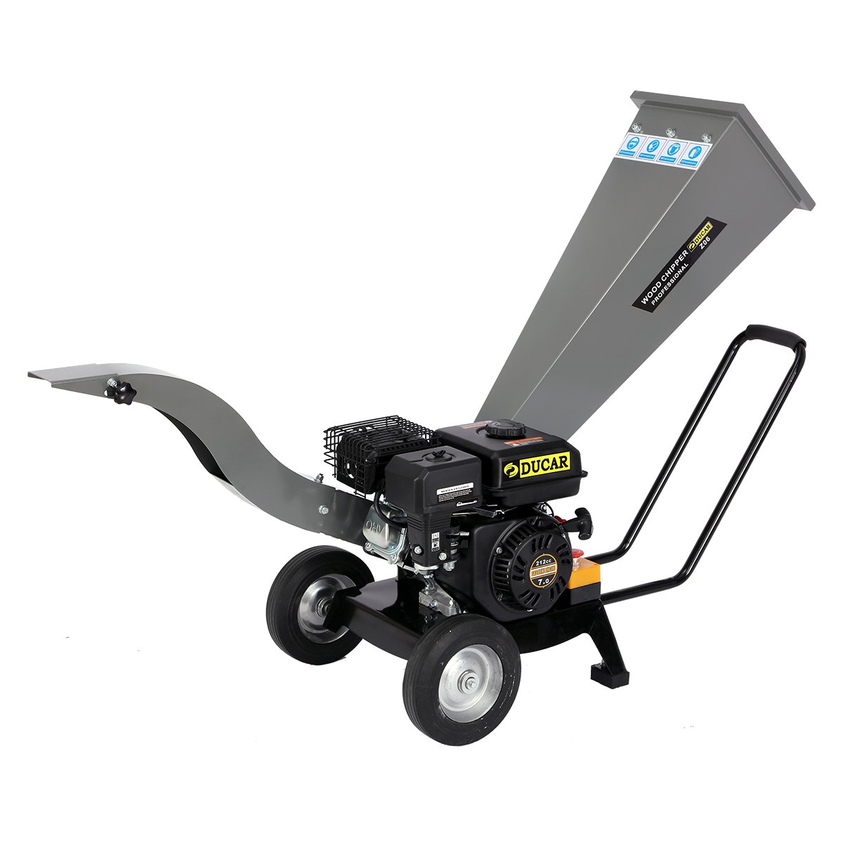 Ducar 7hp Wood Chipper Shredder Mulcher Grinder Petrol Silver - Bring To Door 