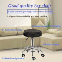 Thumbnail for Salon Chair Bar Swivel Stool Office Roller Wheels Portable Height Adjust Leather BS8401