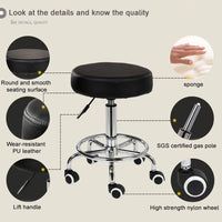 Thumbnail for Salon Chair Bar Swivel Stool Office Roller Wheels Portable Height Adjust Leather BS8401