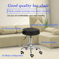 Thumbnail for Salon Chair Bar Swivel Stool Office Roller Wheels Portable Height Adjust Leather BS8401(x2)