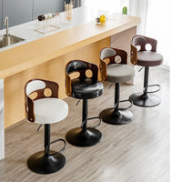 Thumbnail for Bar Stools Kitchen Bar Stool Leather Barstools Swivel Gas Lift Counter Chairs- Black