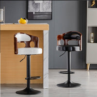 Thumbnail for Bar Stools Kitchen Bar Stool Leather Barstools Swivel Gas Lift Counter Chairs- Black