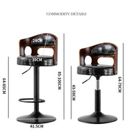 Thumbnail for Bar Stools Kitchen Bar Stool Leather Barstools Swivel Gas Lift Counter Chairs- Black