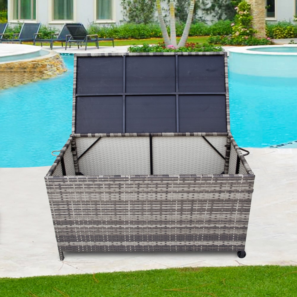 Outdoor PE Wicker Storage Box Garden 320L-Grey - Bring To Door 