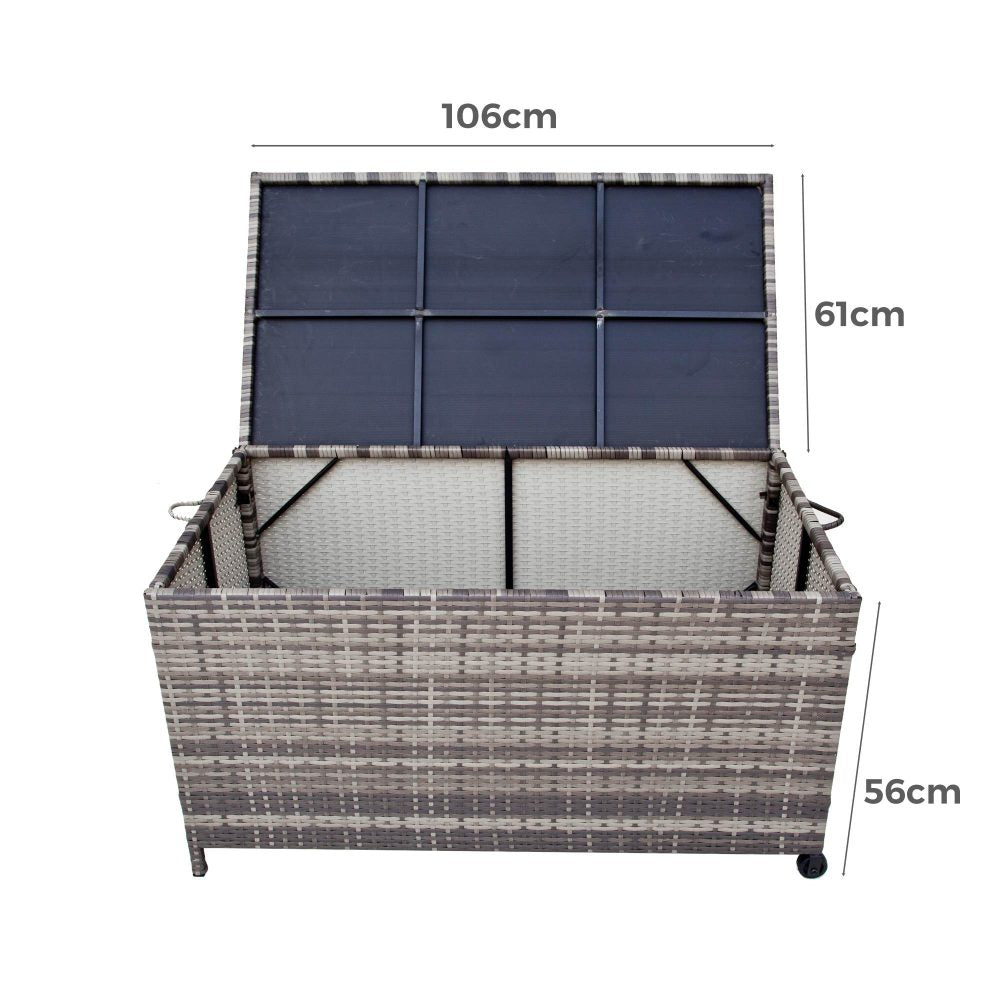 Outdoor PE Wicker Storage Box Garden 320L-Grey - Bring To Door 