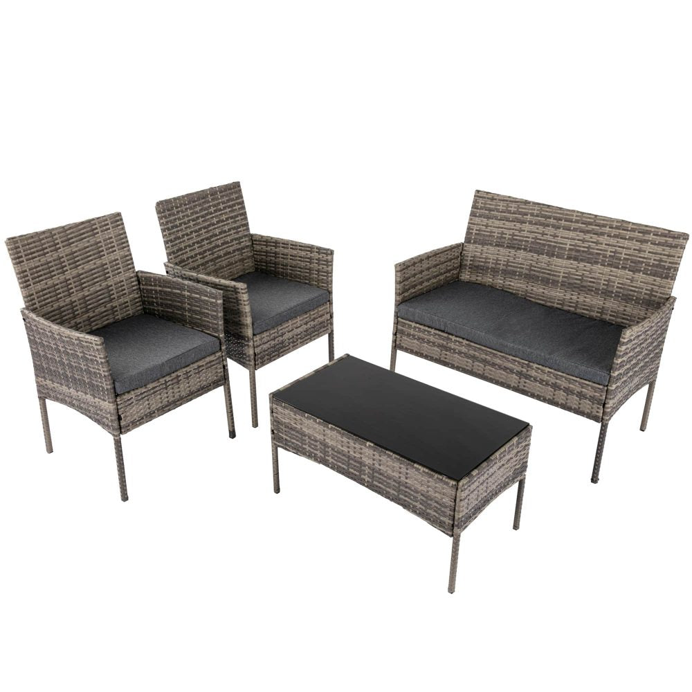 4 Seater Wicker Outdoor Lounge Set - Mixed Grey - Bring To Door 