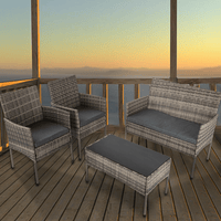 Thumbnail for 4 Seater Wicker Outdoor Lounge Set - Mixed Grey - Bring To Door 