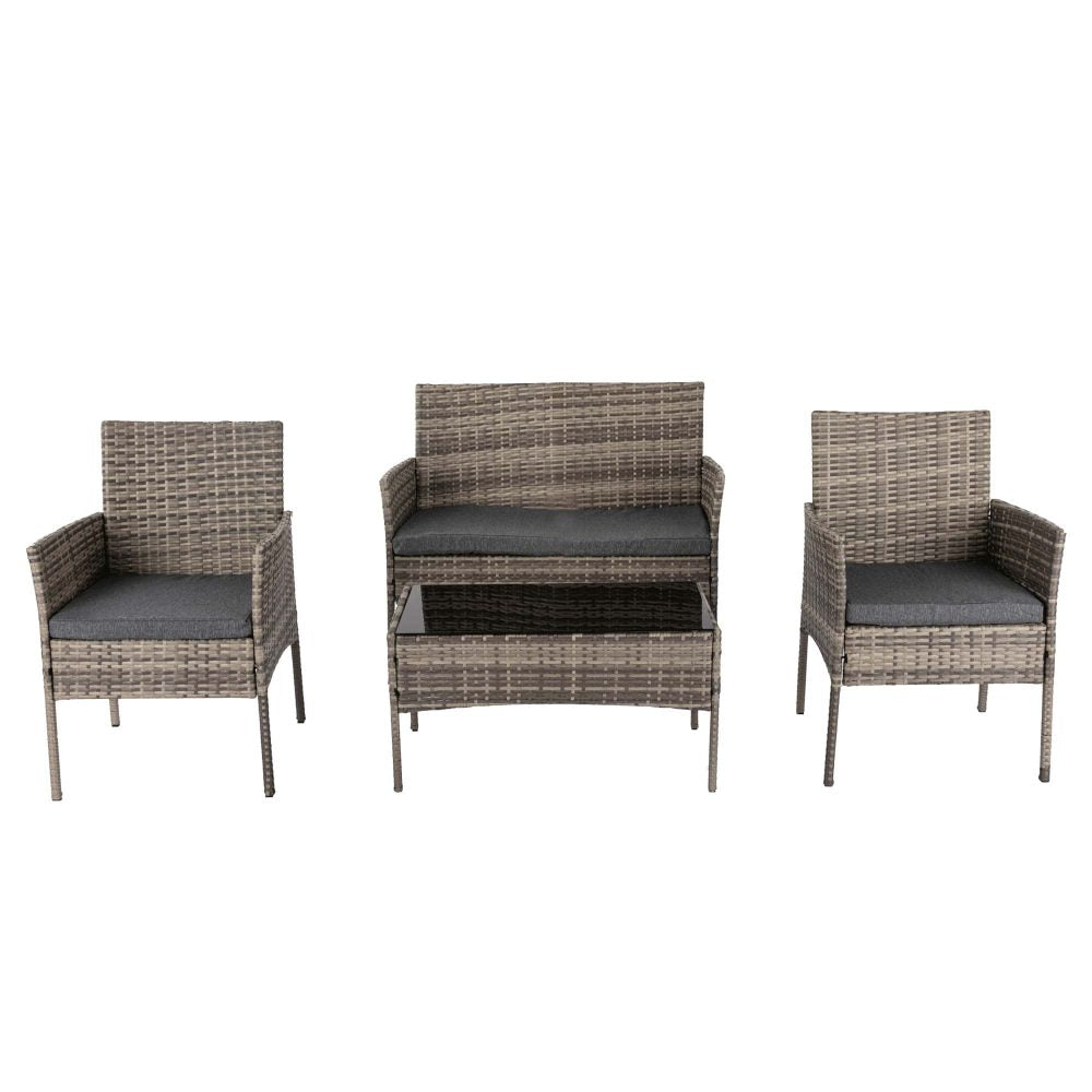 4 Seater Wicker Outdoor Lounge Set - Mixed Grey - Bring To Door 