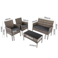 Thumbnail for 4 Seater Wicker Outdoor Lounge Set - Mixed Grey - Bring To Door 