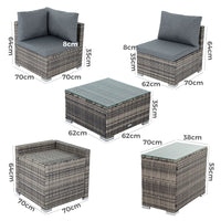 Thumbnail for 7PC Outdoor Wicker Loveseat Setting with Storage Corner (Black) - Bring To Door 