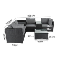 Thumbnail for 7PC Outdoor Wicker Loveseat Setting with Storage Corner (Black) - Bring To Door 