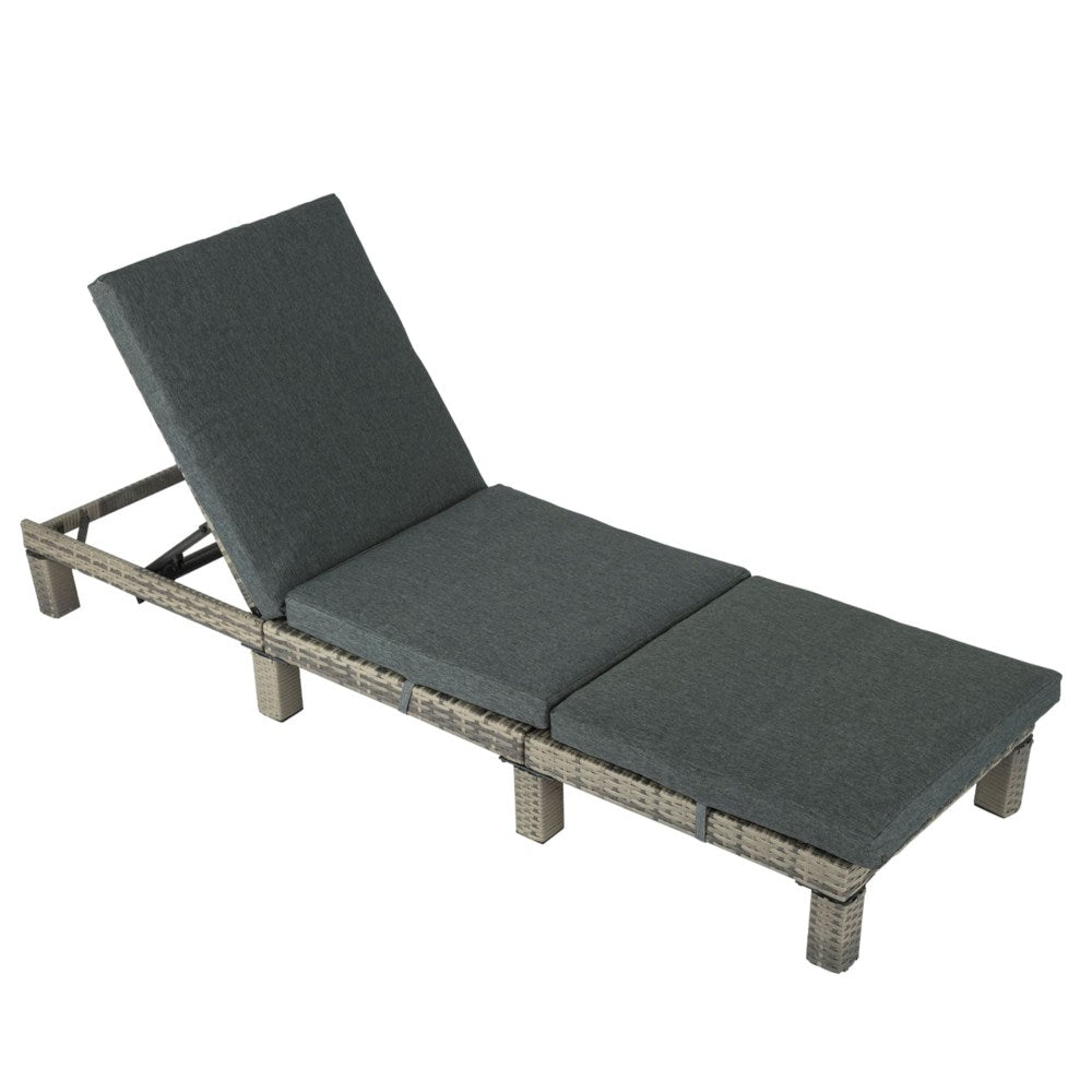 Grey Rattan Sunbed with Adjustable Recline - Bring To Door 